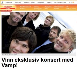 Faksimilie TV2.no - Vinn eksklusiv konsert med Vamp!